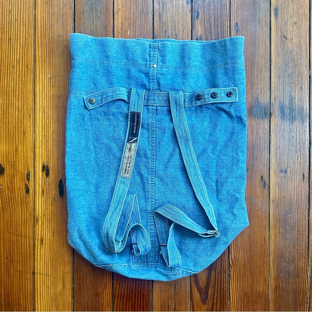 Vintage 90s NY Line denim bucket backpack bag